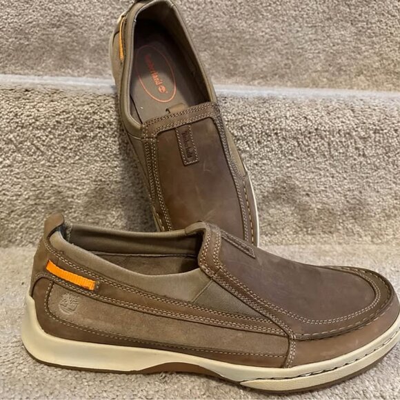 Timberland Block Island slip on Tan leather loafers size 11.5 Excellent Conditio main image 5
